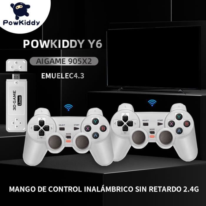 Console de jeu TV Stick 4K HD Powkiddy Y6 jeux rétro sans fil 2.4G PS1 Jeux vidéo à domicile 10 000 jeux 64G blanc Console de jeu TV Stick 4K HD Powkiddy Y6 jeux rétro sans fil 2.4G PS1 Jeux vidéo à domicile 10 000 jeux 64G blanc