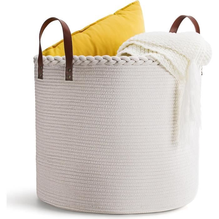 Grand Panier De Rangement Rond Cannage - Déco Bûches/baignoire