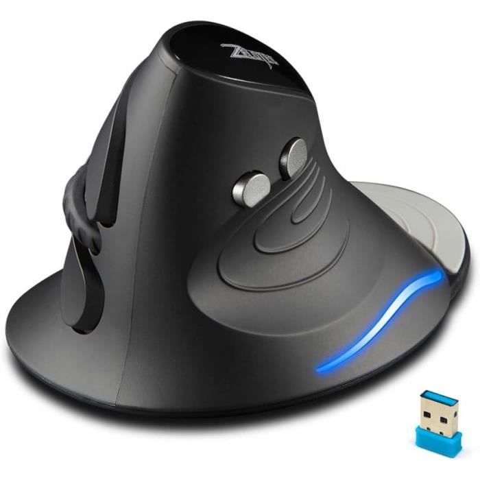 Souris Verticale Sans Fil Rechargeable EasyULT - Ergonomique, 3 Réglages DPI (800/1200/1600), Boutons Silencieux, Compatible Windows/Mac/Linux (Noir)