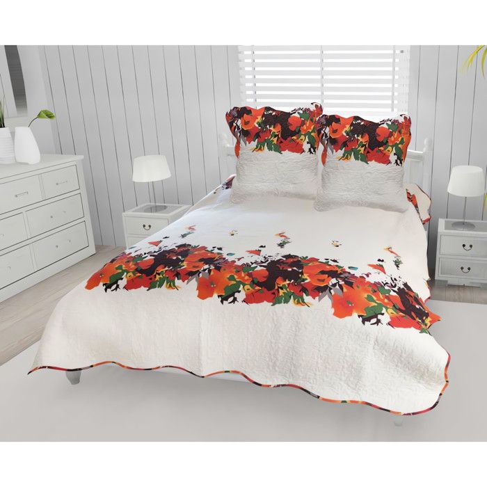 VISIMISI Couvre-lit Bohème 250x270 Cm Coton Matelassé + 2 Taies – Style Vintage Marron, Jeté De Lit Double 3 Pièces, Doux Et Respirant