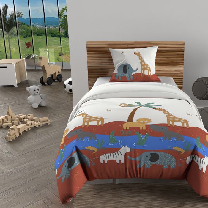 Parure housse de couette 140x200 cm SAVANE brique 100% coton 57 fils/cm2 par Soleil dOcre Parure housse de couette 140x200 cm SAVANE brique 100% coton 57 fils/cm2 par Soleil dOcre