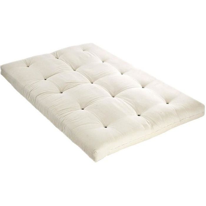 Matelas 140 x 190 - Futon - 15 cm - Ferme et Equilibré - Ecru
