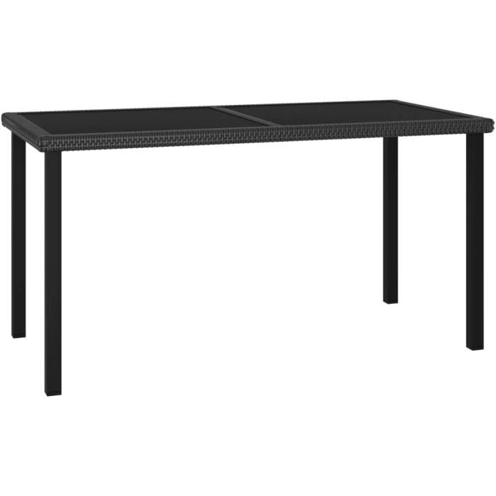 table à dîner de jardin table de salle à manger table d'extérieur meuble de patio meuble de terrasse noir 140x70x73 cm résine t33