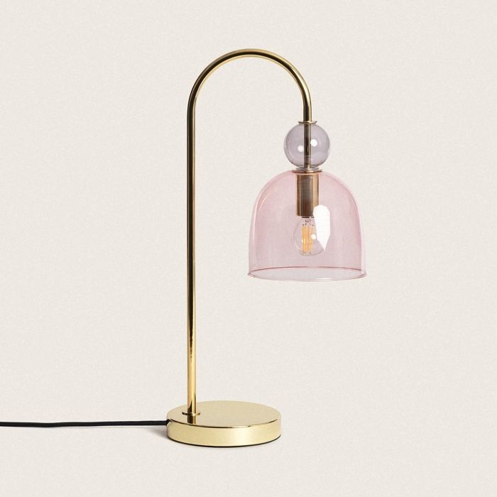 Lampe à Poser Métal et Verre Baudelaire Rose