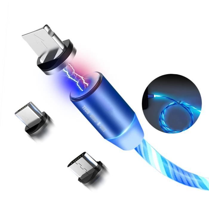 Câble de données TD® Connecteur magnétique Chargement rapide Éclairage multicolore
