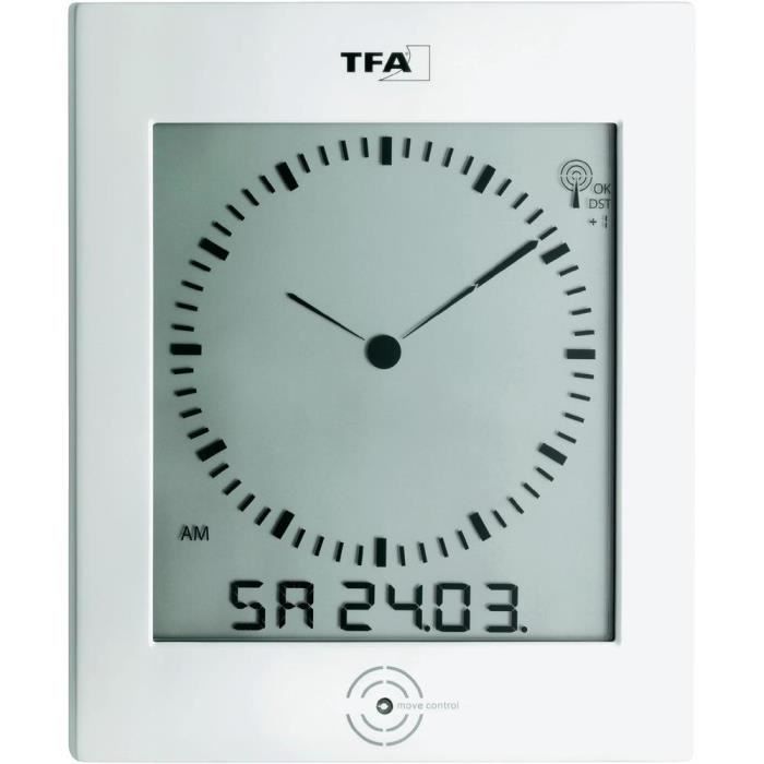 Horloge - TFA - Radio-pilotée avec température - Blanc