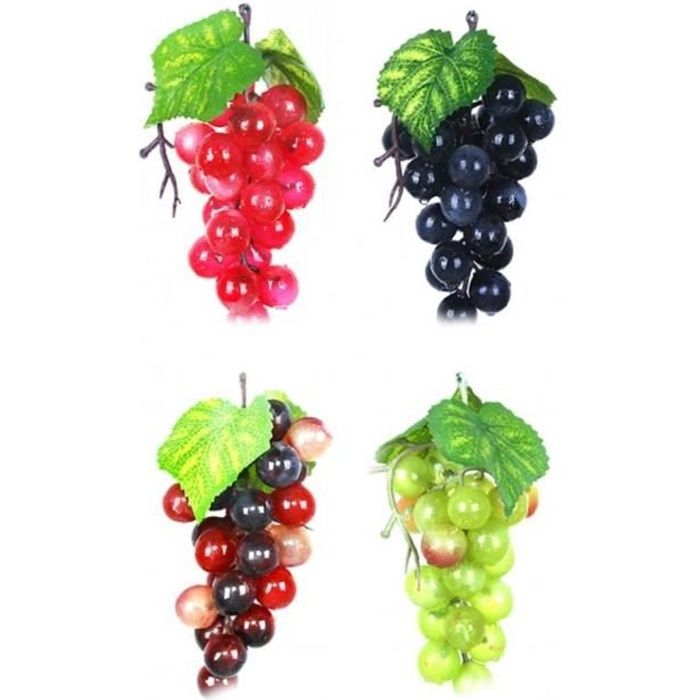 10 Pièces Raisins Artificiels - 5 Grappes + 5 Vignes 2,4 M - Plastique Réaliste - Déco Maison Fête Mariage - 5