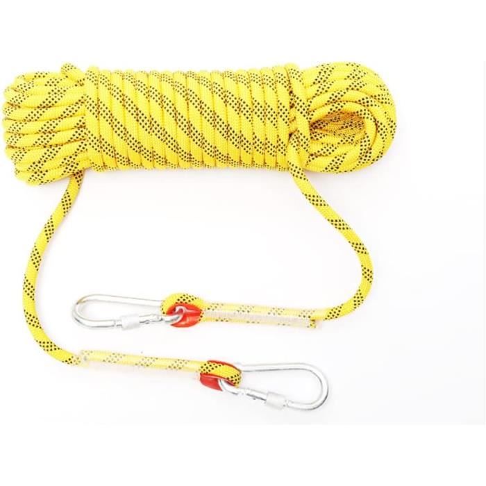 Corde D'escalade Avec Mousqueton De Sécurité Statique 10mm Corde D Polyester Sauvetage Pour Randonnee Alpinisme Montagne 10m 86826012