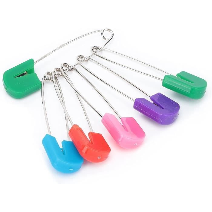 épingle Nourrice Sécurité 50 Épingles à Couches Bébé - Sûreté Verrouillable - 5,5cm - Avec Sac Acier Inoxydable Durable