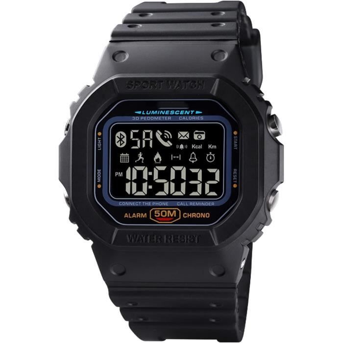 Montre Numérique Multifonction Pour Homme – Altimètre, Boussole, 50m étanche, Nylon Noir