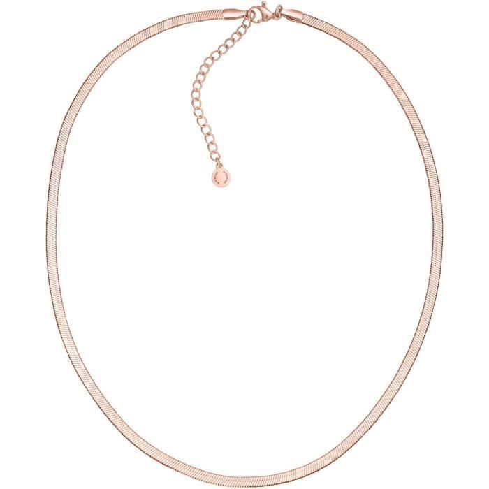 Collier Femme Plaqué Or 18 Carats - Chaîne Serpent Imperméable Anti-Allergie 42+5 Cm