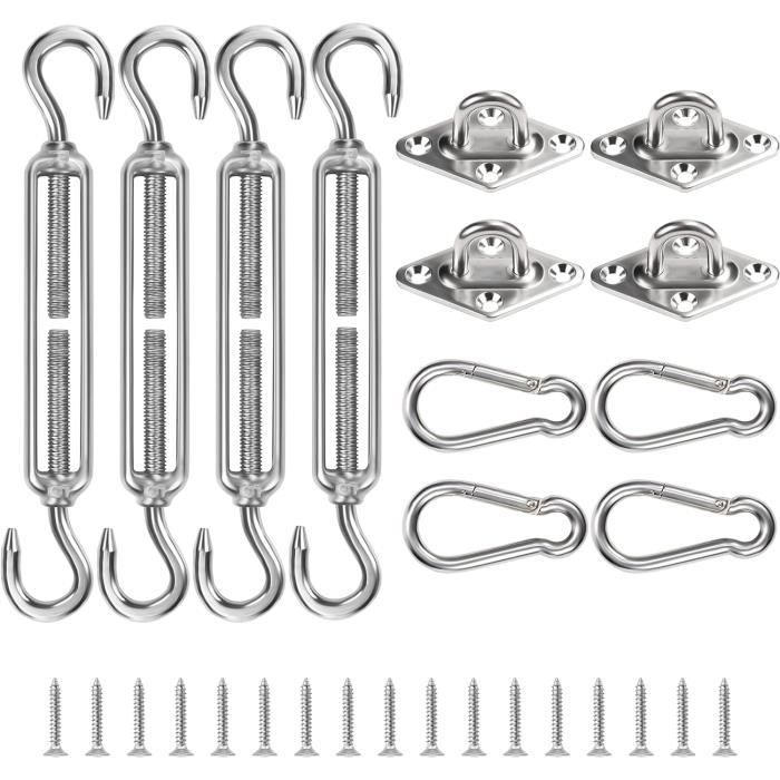 Kit De 20 Oeillets De Fixation En Acier Inoxydable Avec Vis - Pour Hamac, Voile D'ombrage, Rideaux, Suspension - 9