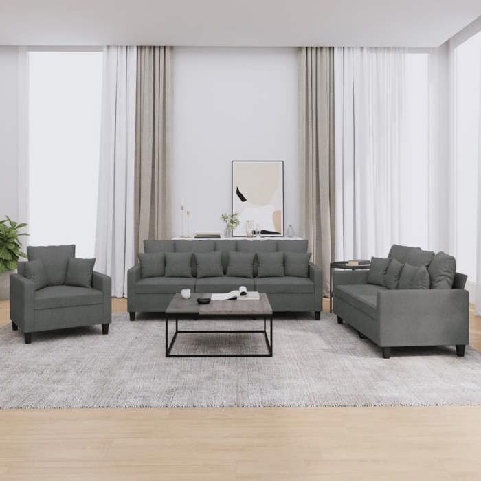 vidaXL Ensemble de Canapés avec Coussins 3 pcs Canapés avec Accoudoirs Ensemble de Meubles Mobilier de Salon Moderne 3201633