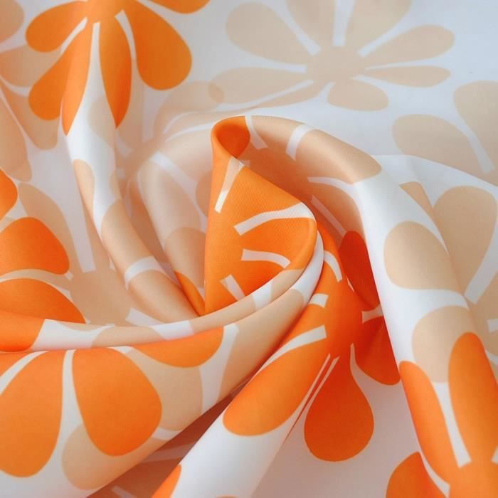 Orange180x180cm Rideau de douche à fleurs, rideau de bain, housse