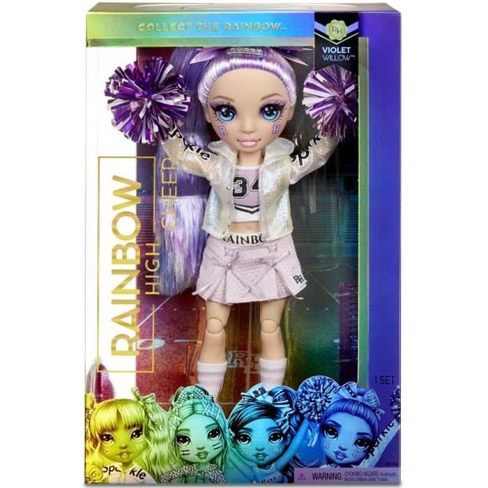 poupee rainbow high cheerleader mannequin 28 m violet willow pourpre cdiscount jeux jouets