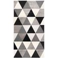 GEO SCANDI - Tapis salon ou chambre doux inspiration scandinave motifs triangles 80 x 150 cm Noir-1