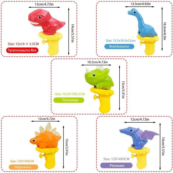 Lot De 4 Pistolets à Eau Dinosaures – Rouge, Jaune, Bleu, Vert – Jouets Aquatiques Pour Piscine, Plage, Jardin – Dès 3 Ans