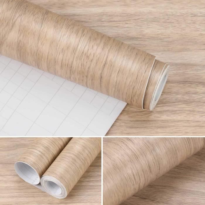 Autocollant Mural PVC Imitation Bois - 45cm X 3m - Imperméable Et Facile à Poser - 10
