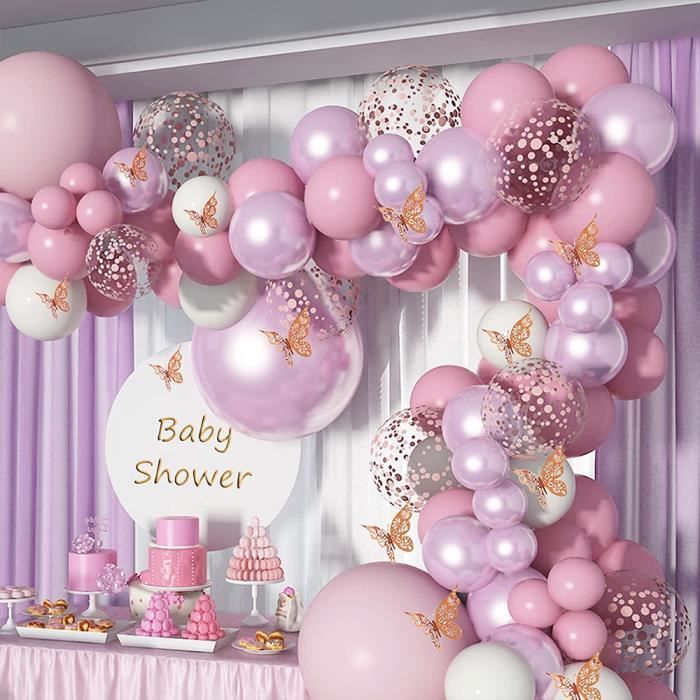 Kit Déco Anniversaire Fille 4 Ans – Ballons Roses, Arche, Nappe – Thème Princesse