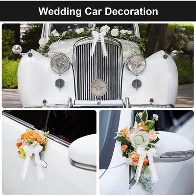 Lot De 12 Nœuds Mariage Blanc Dentelle Cœur - Décoration Voiture, Salle, Cadeau | AOOTUERL, Polyester
