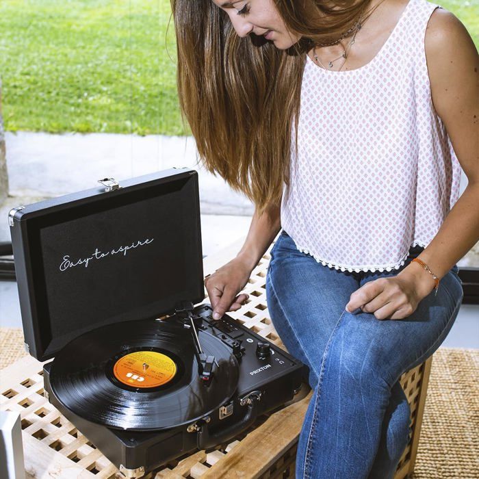 Trynnay draaitafel, platenspeler, 3-speed-bluetooth, draagbare koffer
