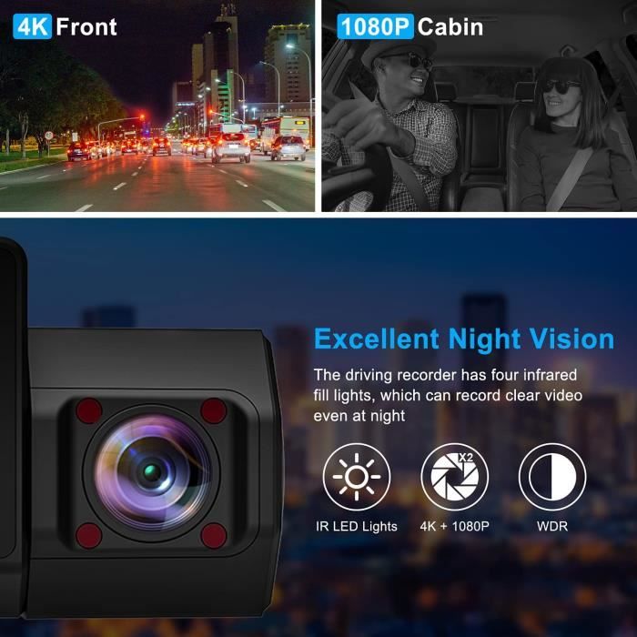 Acheter 4 canaux FHD Dashcam 2K enregistreur de conduite enregistreur vidéo  automatique GPS lumières infrarouges Super Vision nocturne avec objectifs  avant/arrière/gauche/droite
