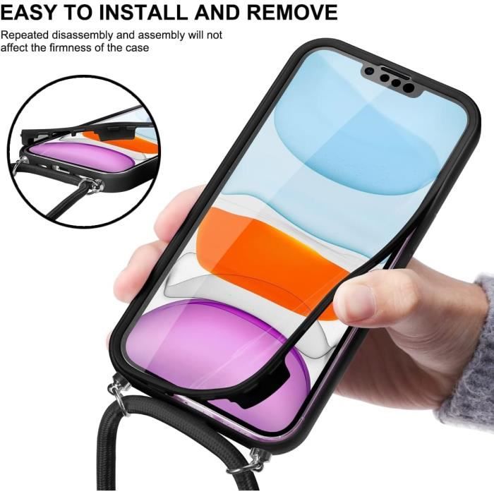 Coque Iphone 12 Avec Cordon Yoedge Coque Avec Cordon Pour Apple IPhone 12 / IPhone 12 Pro 6,1", Aesthetic Motif Chaîne Collier Cover, Étui Housse Silicone Case Avec Laniere Corde Lanyard Portable