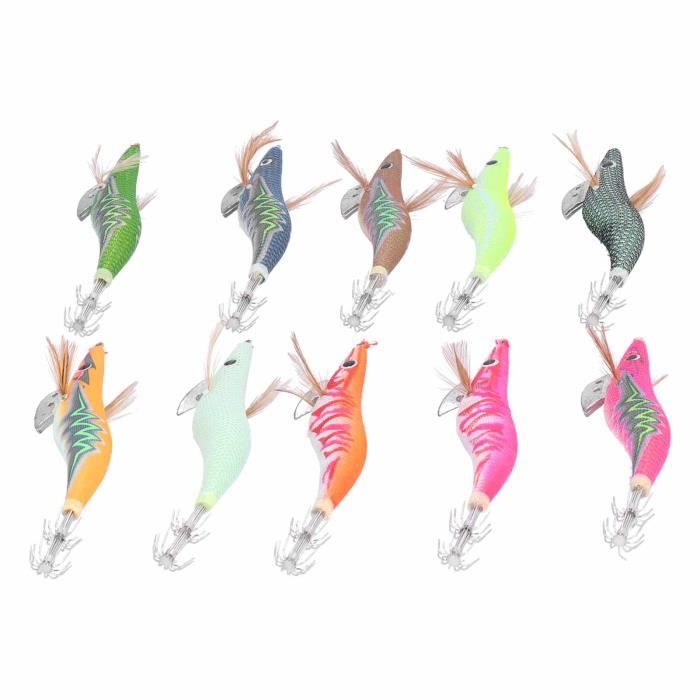 Lot De 5 Leurres Rigides Pour Calamar - Hameçons Doubles En Acier Inoxydable - Blanc Transparent