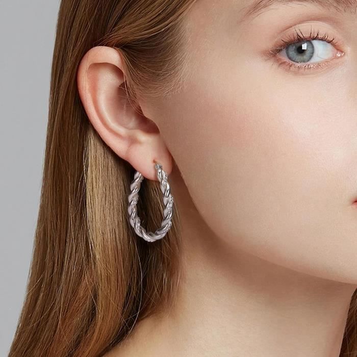 4 Paires De Boucles D'oreilles Créoles En Argent 925 - Diamètres 6,8,10,12 Mm - Hypoallergéniques - Cadeau Femme