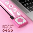 AGPTEK 64Go MP3 Bluetooth 5.2 Sport avec Clip, Lecteur de Musique Portable avec Radio FM Son HiFi Capacité de 13000+ Titres, Rose-3