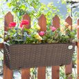 2x Bac à fleurs en polyrotin marron Jardinière pour balcon Pot de fleur avec fixation Terrasse Fenêtre Balustrade-3