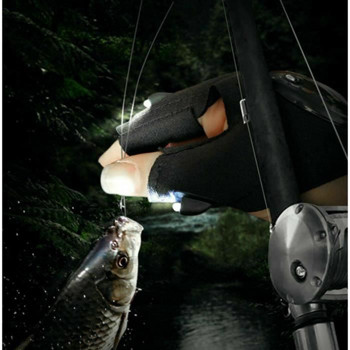 Acheter Gant lumineux pour pêche de nuit, lampe de poche Rechargeable,  demi-doigt, Camping en plein air, course à pied, réparation de voiture, gants  LED, accessoires pour hommes, 1 pièce