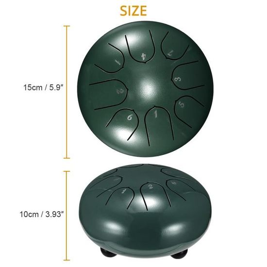 Tambour /à Tambour en Acier FastUU Tambour /à Langue Portable Black Mini 5 Pouces Durable /à la Main avec Sac en Tissu pour Enfants