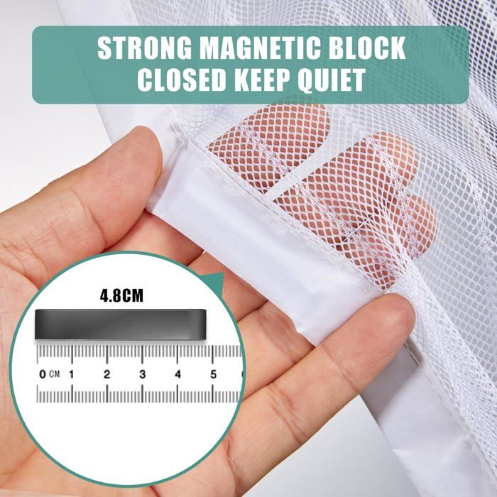 Moustiquaire Magnétique Pour Portes 110 X 200 Cm, Magnétique Rideau De Porte Antimoustique, Fermeture Automatique Aimant Pour Enfants Et Animaux De Compagnie, Blanc
