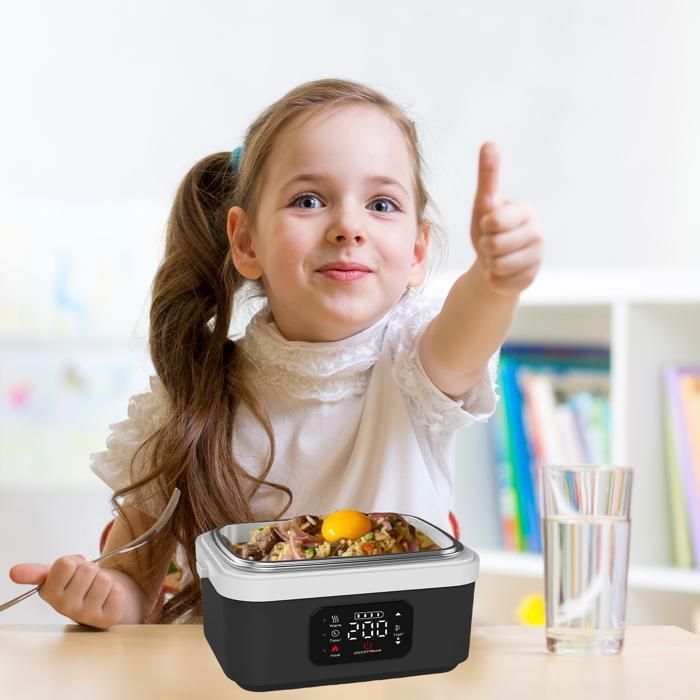 Lunch Box Chauffante Électrique - PRUMYA - 2 En 1 Boite Repas - 1.5L Acier Inoxydable - Portable - Maison