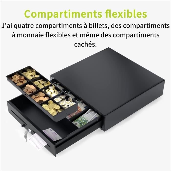 POS VALLEY Tiroir-caisse en Fer - Caisse Tirelire Noire Tickets