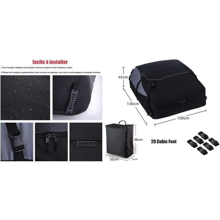 Sac De Toit Voiture 0,6 M³ étanche Avec Serrure - 1680D PVC - Pour SUV, Berline, Sans Barres - 10
