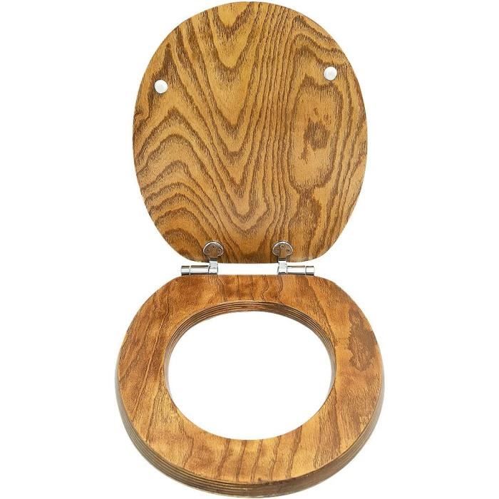 Abattant WC en Bois Massif Naturel Lunette de Toilette en Bois Contreplaque Cuvette de Toilette avec Frein de Chute Facile 2 Cdiscount Bricolage