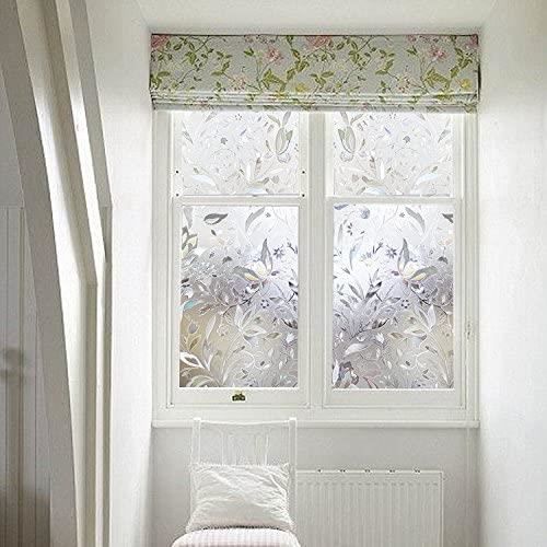 Film pour Fenêtre, Film Décoratif pour Intimité, Autocollant de Fenêtre en Verre Teinté 3D, Bloqueur de Soleil Anti-UV Contrôle de la Chaleur pour la Maison, Design Tulipe Arc-en-Ciel