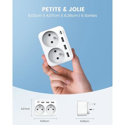 VINTAR 1PC Adaptateur Prise Anglaise UK Angleterre France Adaptateur De Voyage Avec 3 Usb Et 1 Type C Europe Francaise Fr 2 Broches Vers Gb 3 Broches Pour Royaumeuni Irlande Bretagne Ecosse Type G