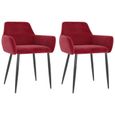 (421504) [Meilleures Mobiliers] Lot de 2 Chaises de salle à manger - Chaise de cuisine Chaise à dîner Rouge bordeaux Velours-0