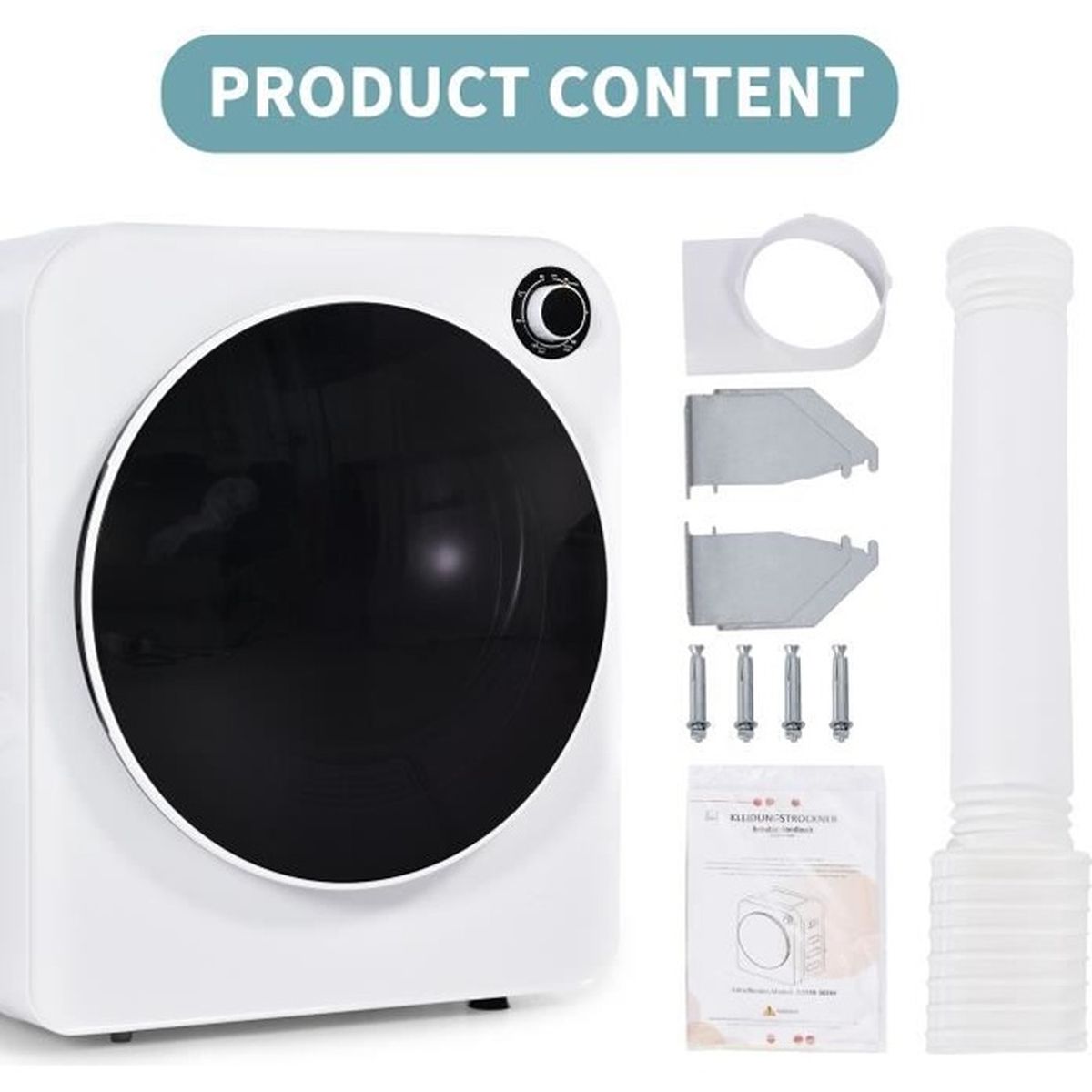 MERAX MINI SÈCHELINGE 3 KG, 830 W, 5 PROGRAMMES, AU MUR ET POSE LIBRE, PROTECTION CONTRE LA