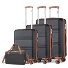 Kono Set de 4 Valises de Voyage Rigide Valise (55+65+74cm) à 4 roulettes avec Serrure TSA + Sac de Voyage Ryanair 40x20x25cm, Noir