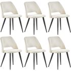 WAFTING Lot de 6 Chaise de Salle à Manger en Velours,Chaise Rembourrée avec Pieds Indépendants,Beige