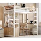 MODERNLUXE Lit mezzanine - Blanc - 90x200cm - Bureau intégré - Prises USB - Barrières de sécurité - Blanc