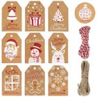MELISSA & DOUG Paquet de 100 étiquettes de Noël, avec ficelle et étiquettes en papier kraft brun, pour le décor d'arbre de Noël, cadeau - VIPITH