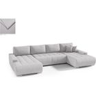 MEUBLES LINE BELUTI - Canapé d'angle panoramique en U Convertible. Tissu Design. Lit + Coffre de Rangement (Gris Clair)