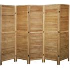 PEGANE Paravent persienne de 5 pans en bois, coloris brun clair - Dim : H170 x L200cm