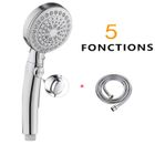 HIBA Pommeau de Douche ,Pommeau de Douche à Main Haute Pression à 5 Modes, Buses Anti-obstruction, Douchette Avec 1.5M Tuyau de Douche