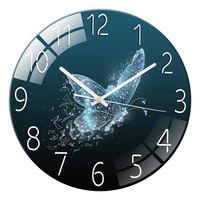 Verre Trempé Paysage Quartz Silencieux Horloge Murale Pendule Salon Chambre D'enfant Bureau Décor Papillon